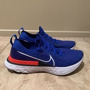 Nike React Infinity Flyknit Blue Crimson Men Shoes Size 9.5. Good Condition.